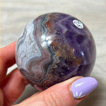 Load image into Gallery viewer, Amethyst &amp; Agate - banded mexican agate Sphere
