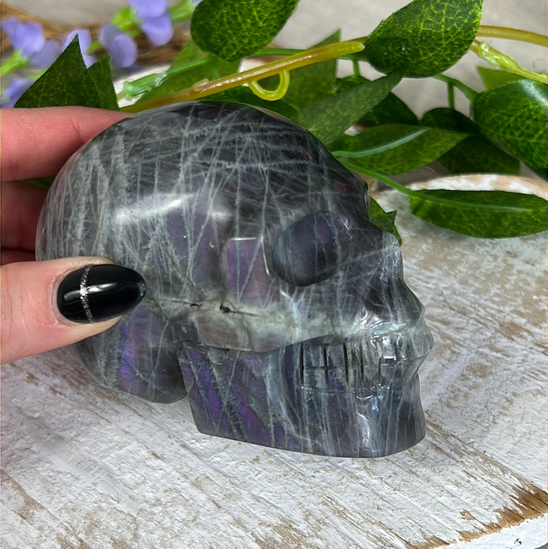 Purple Lab Labradorite Skull head