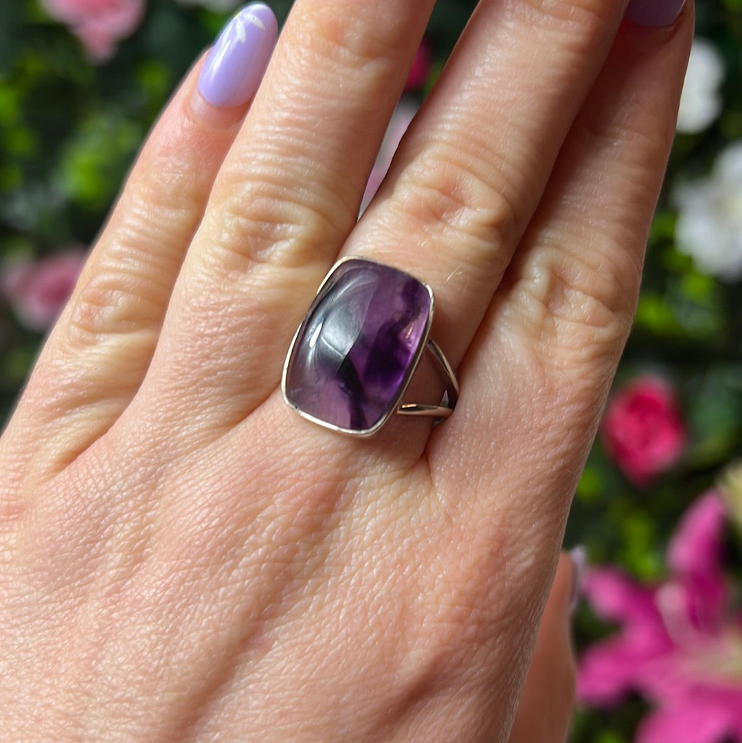 AA Amethyst 925 Sterling Silver Ring - Size R 1/2 - S