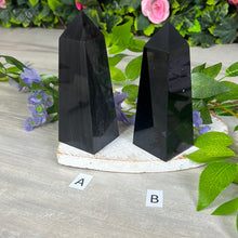 Load image into Gallery viewer, Large Silver Sheen Obsidian Obelisk Tower Point
