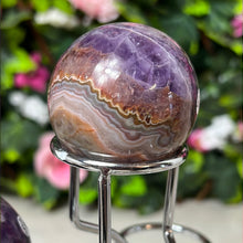 Load image into Gallery viewer, Amethyst &amp; Agate - banded mexican agate Sphere
