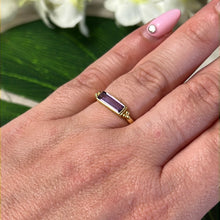 Load image into Gallery viewer, 18K Gold Amethyst Bar Ring
