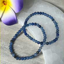 Load image into Gallery viewer, 4mm Blue Quartz Bead Bracelet

