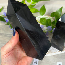 Load image into Gallery viewer, Large Silver Sheen Obsidian Obelisk Tower Point
