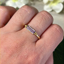 Load image into Gallery viewer, 18K Gold Amethyst Bar Ring

