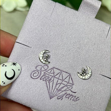 Load image into Gallery viewer, Cat Moon CZ 925 Sterling Silver Studs
