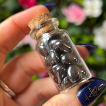 Load image into Gallery viewer, Hematite Chip Glass Jar Bottle
