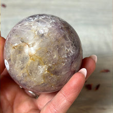 Load image into Gallery viewer, Pink Amethyst &amp; Purple Druzy Amethyst Sphere with flower agate
