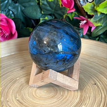 Load image into Gallery viewer, Wood Cube Stand - Large Egg Specimen Sphere - Display Stand
