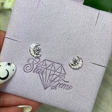 Load image into Gallery viewer, Cat Moon CZ 925 Sterling Silver Studs
