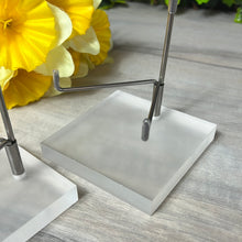 Load image into Gallery viewer, Plastic Perspex Silver Arm Display Stand - square base
