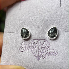 Load image into Gallery viewer, Black Tourmaline Rutile in Quartz 925 Sterling Silver Rutilated Studs
