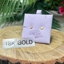 Load image into Gallery viewer, 18K Gold Moon &amp; Star Studs Earrings
