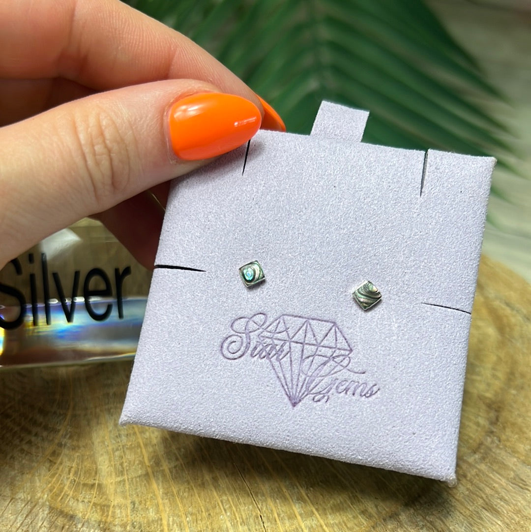 Abalone Shell Square 925 Sterling Studs Earrings
