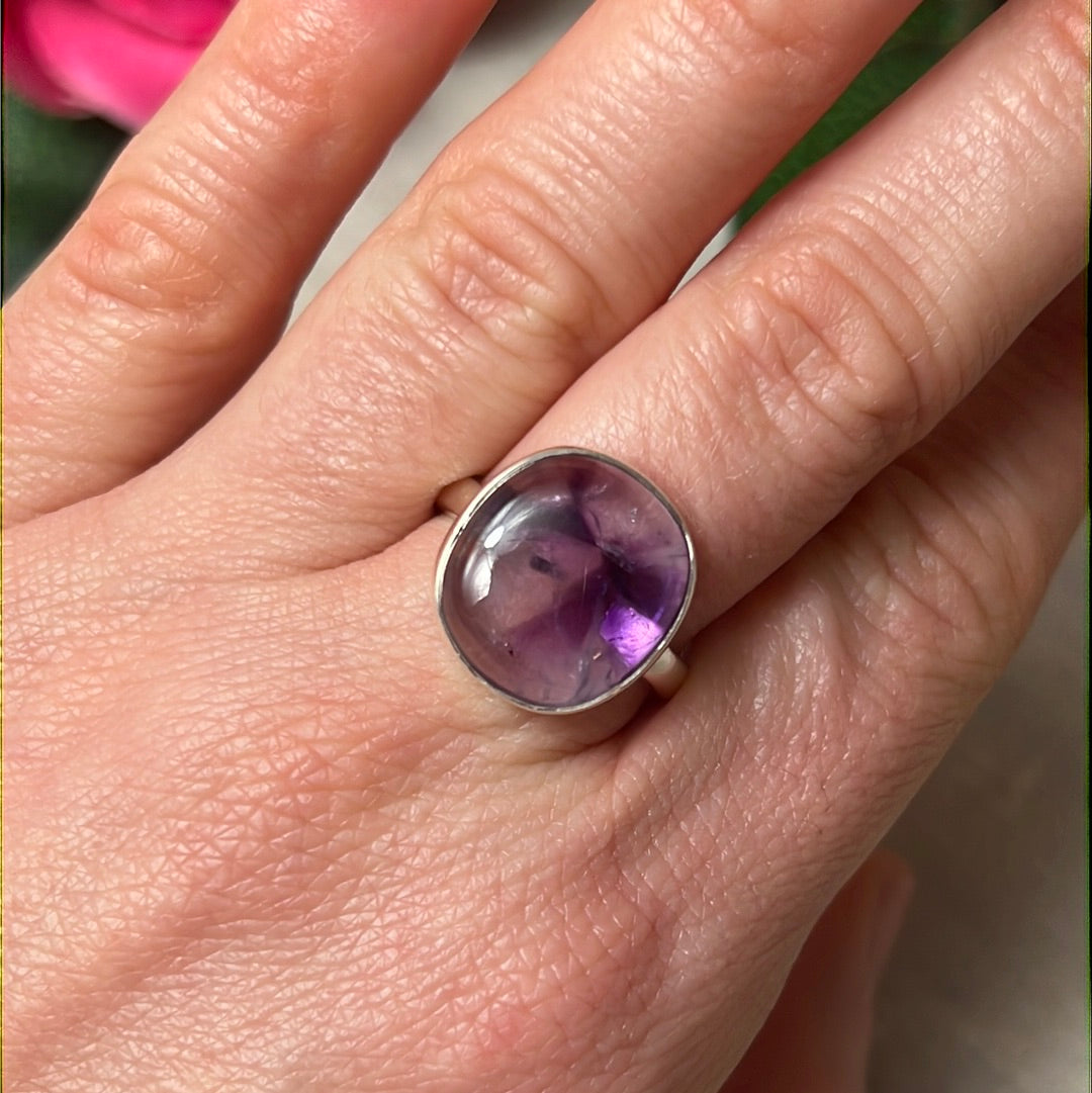 AA Amethyst 925 Sterling Silver Ring - Size P 1/2