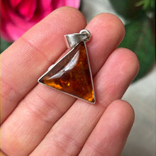 Load image into Gallery viewer, Amber Triangle Pendant 925 Sterling Silver
