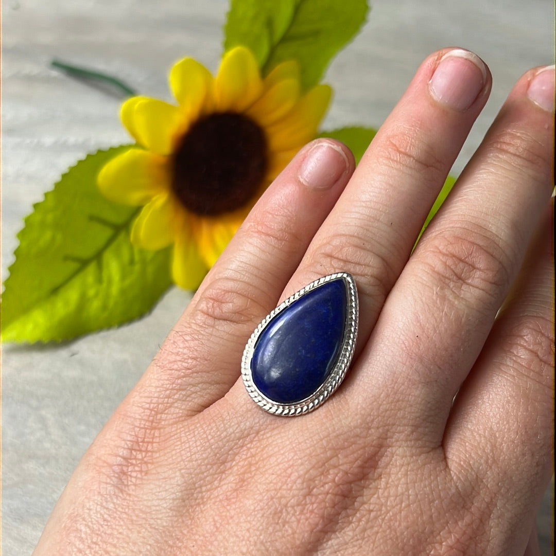 AA Lapis 925 Sterling Silver Ring -  Size L 1/2