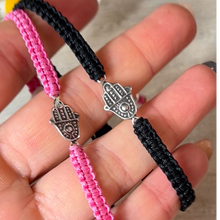 Load image into Gallery viewer, Hamsa Sterling 925 Silver Rope Thread Cord Adjustable Bracelet
