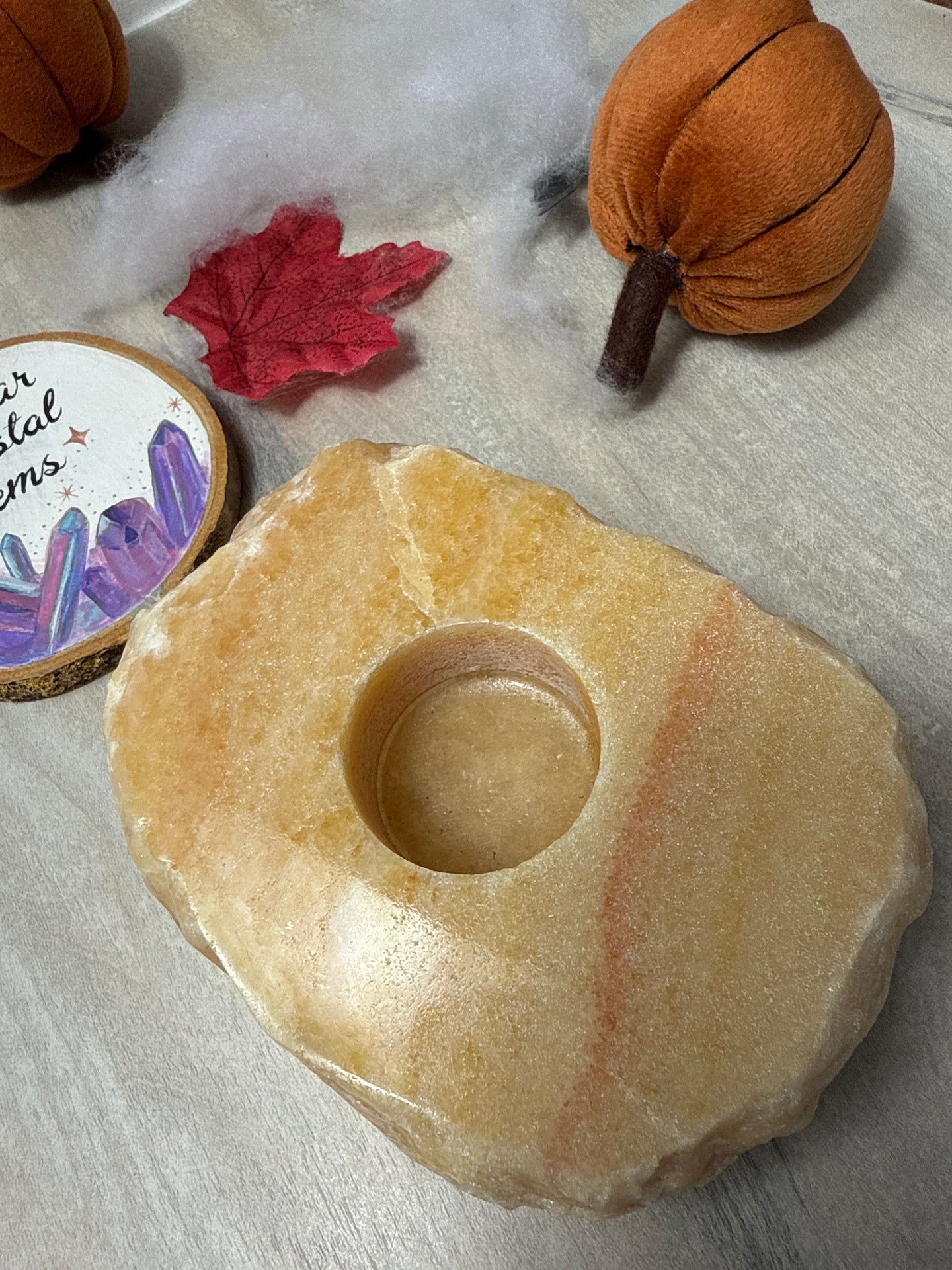 Orange Calcite Tea light Candle Holder