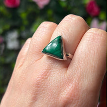 Load image into Gallery viewer, Malachite Triangle 925 Silver Ring -  Size N
