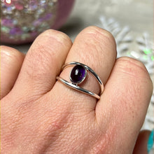 Load image into Gallery viewer, Amethyst Double Bar 925 Sterling Silver Ring - Size N 1/2
