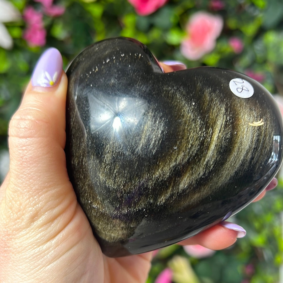 Golden Obsidian Large Heart