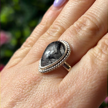 Load image into Gallery viewer, Black Rutilated Quartz 925 Sterling Silver Ring - Size S
