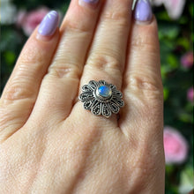 Load image into Gallery viewer, Ethiopian Opal Flower 925 Sterling Silver Ring - Size P
