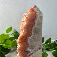 Load image into Gallery viewer, Druzy Sunstone Orchid &amp; Orange Calcite Tower Point
