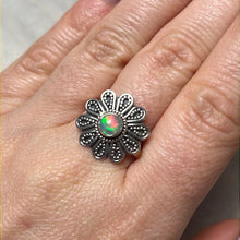 Load image into Gallery viewer, Ethiopian Opal Flower 925 Sterling Silver Ring - Size Q 1/2 - R
