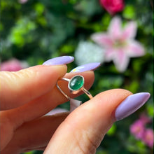 Load image into Gallery viewer, Dainty Green Jade 925 Silver Ring -  Size N
