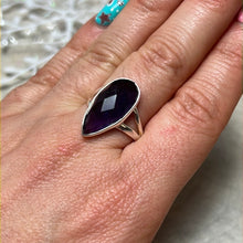 Load image into Gallery viewer, Amethyst Facet 925 Sterling Silver Ring - Size P 1/2
