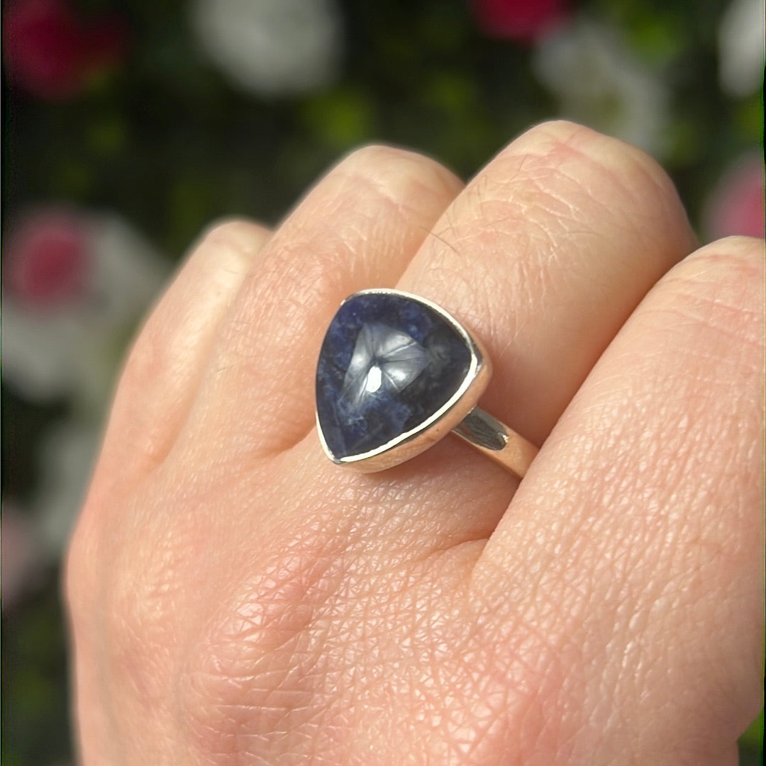 Sodalite 925 Silver Ring -  Size M