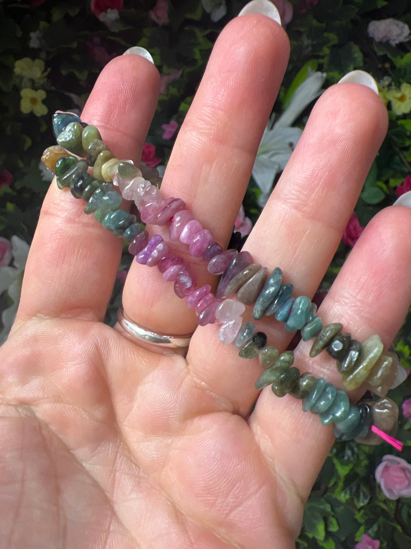 AA Mix Watermelon Tourmaline Chip Bead Bracelet