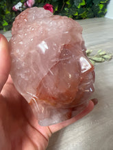 Load image into Gallery viewer, Large Fire Quartz Red Hematite in Rose Buddha Head
