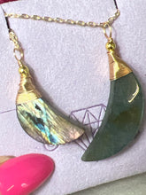 Load image into Gallery viewer, Lab Labradorite Moon Necklace Gold PLATED
