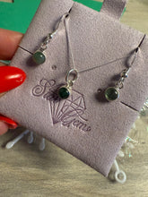 Load image into Gallery viewer, Emerald Sterling Silver Earring &amp; Necklace Set
