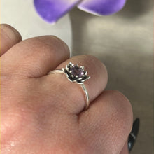 Load image into Gallery viewer, Amethyst Flower 925 Silver Ring -  Size P 1/2 - Q Facet cut
