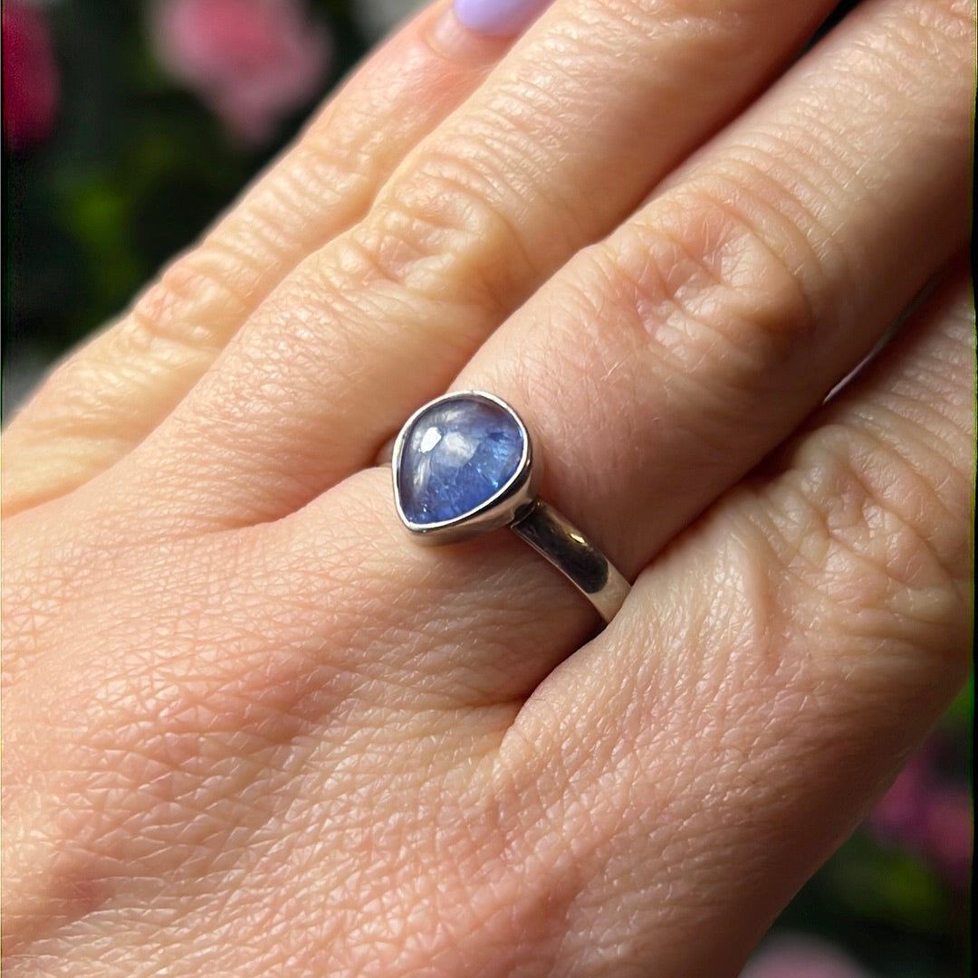 Tanzanite 925 Silver Ring -  Size S 1/2