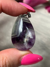 Load image into Gallery viewer, Fluorite snowflake teardrop Pendant - 925 Sterling Silver
