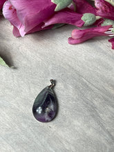 Load image into Gallery viewer, Fluorite snowflake teardrop Pendant - 925 Sterling Silver
