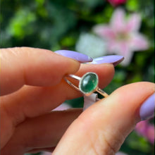 Load image into Gallery viewer, Dainty Green Jade 925 Silver Ring -  Size N
