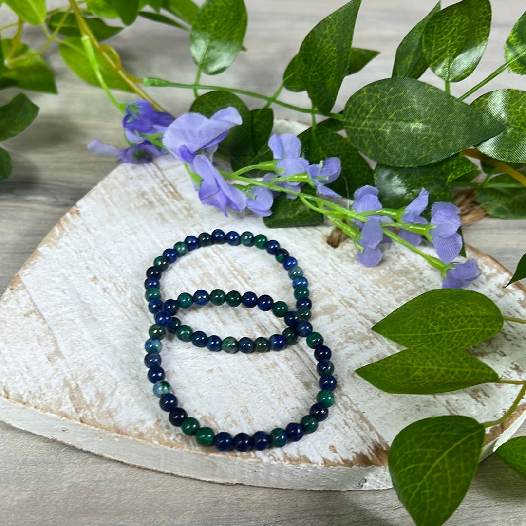 Azurite & Chrysocolla 6mm Bead Bracelet