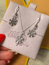 Load image into Gallery viewer, Snowflake Sterling Silver Earring &amp; Necklace Set
