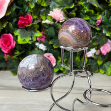 Load image into Gallery viewer, Amethyst &amp; Agate - banded mexican agate Sphere
