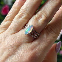 Load image into Gallery viewer, Ethiopian Opal 3 Bar 925 Sterling Silver Ring - Size Q
