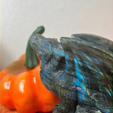 Load image into Gallery viewer, Labradorite Dragon detailed AA Grade lab carving
