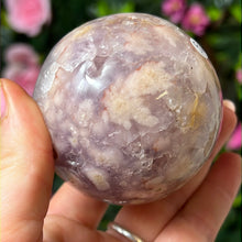 Load image into Gallery viewer, Pink Amethyst &amp; Purple Druzy Amethyst Sphere with flower agate
