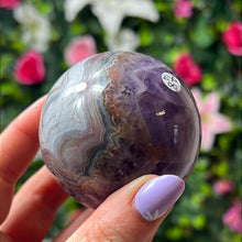 Load image into Gallery viewer, Amethyst &amp; Agate - banded mexican agate Sphere
