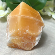 Load image into Gallery viewer, Orange Calcite Half &amp; Half Polished Raw Tower Point
